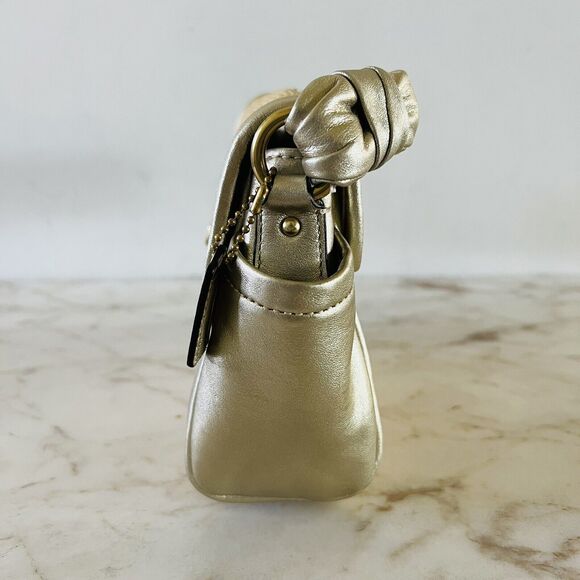 COACH Parker Straw Top Gold Leather Trim Top Handle Small Shoulder Bag - Picture 7 of 13